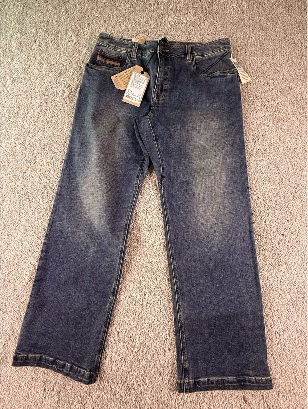 NWT Prana Axiom Jeans Mens Size 34 X 30 Antique Stone Washed